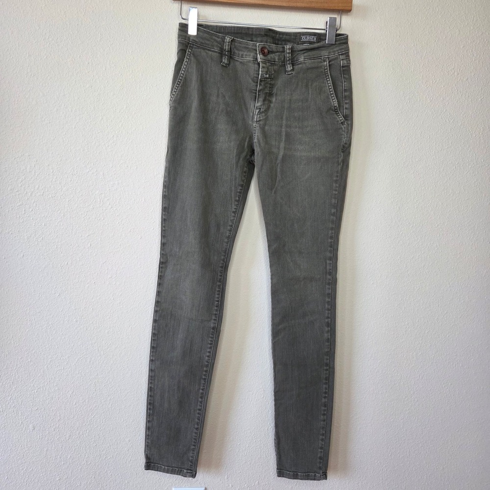 Closed Skinny Jeans Olive Grey Made in Italy Mid Rise Size 25